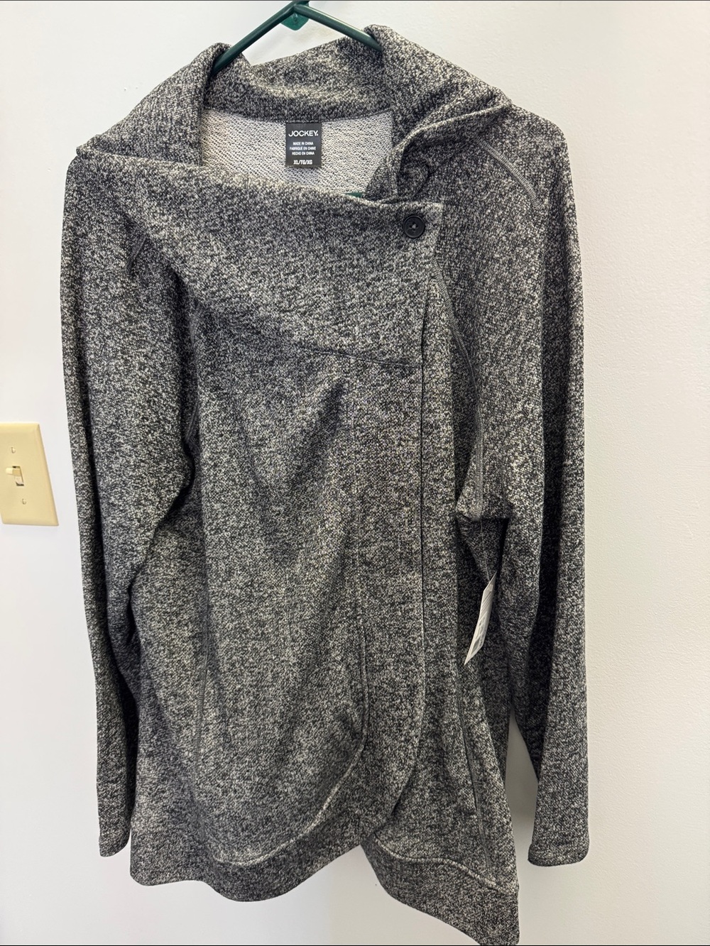 Jockey Cocoon Cardigan Women's Heather Gray Draped Button Cardigan. NWT